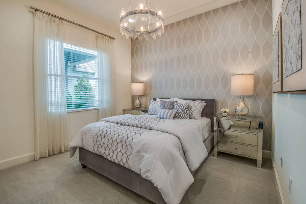 Luxurious elements give this bedroom a classy look