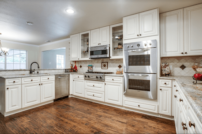 kitchen with solid wood luxury cabinets
