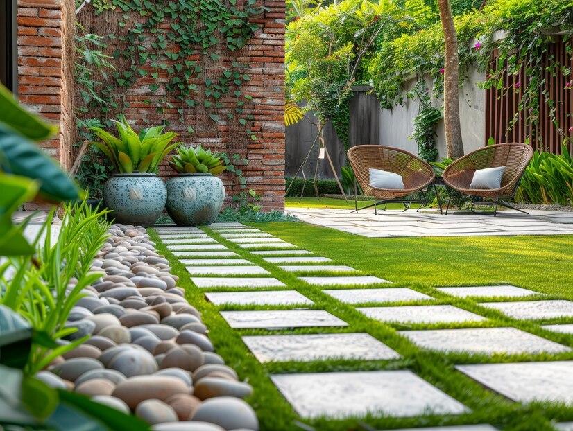 low-maintenance hardscape yard